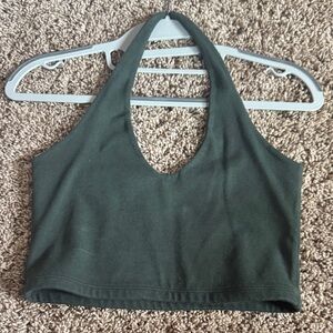 Brandy Melville Dark Green Halter Crop Top Double Lined
